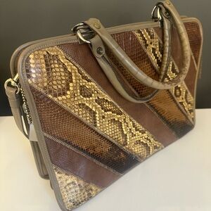 Caprice Patch Purse Handbag Natural Exotic Snakeskin Beige Leather Tote Vtg '80s